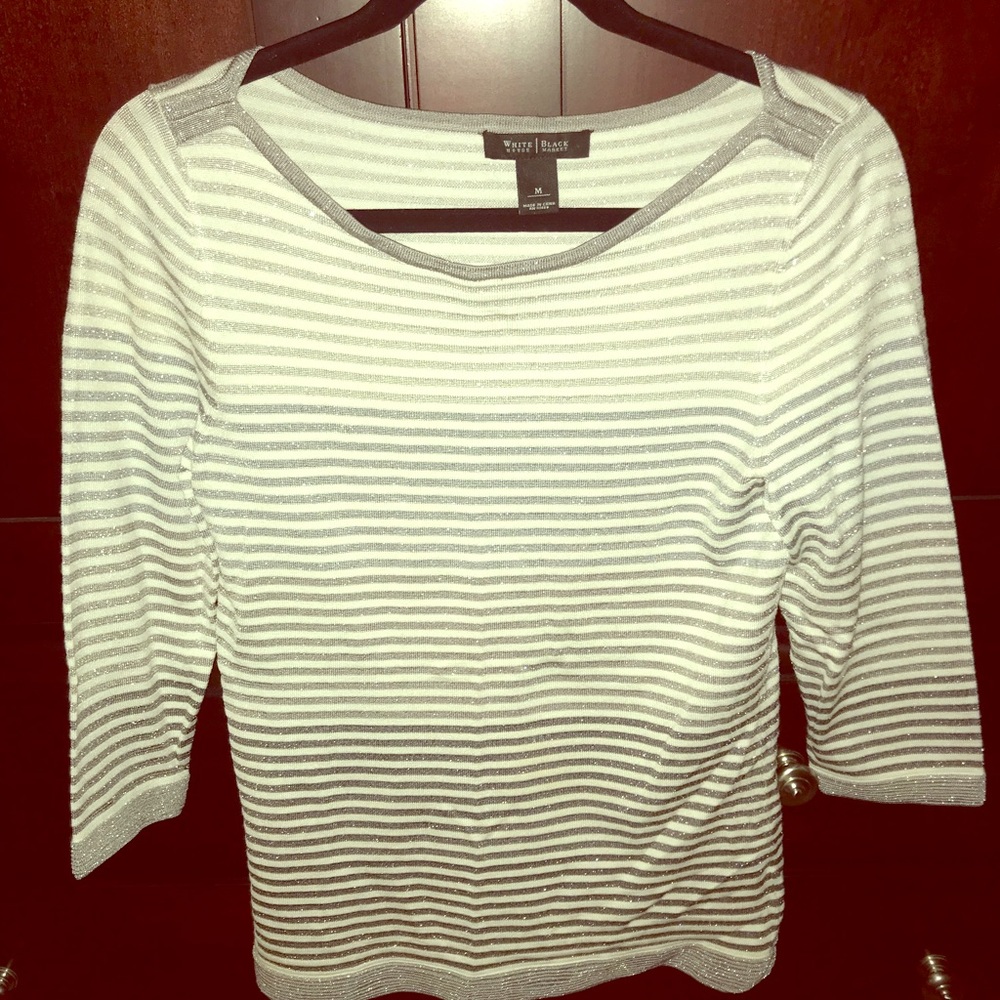 White House Black Market top w/silver sparkles.